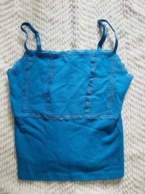 BDG Bright Blue Lace-Trim Tank Top